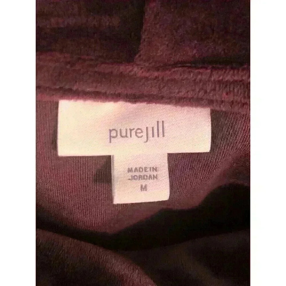 J Jill By Pure Jill  Medium Purple Crushed Velvet Mock Neck Blouse Soft L/S - Picture 4 of 5